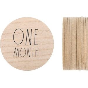 Rae Dunn Baby Circular Wood Monthly Milestone Discs 1-12 Months Set of 12
